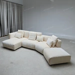 Modern Curved Modular Sectional Sofa with Premium Chenille Fabric & Matte Black Metal Accents